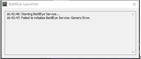 Failed to initialize BattlEye Service:Generic Error