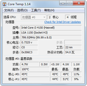Core Temp(CPU¶ȴ) V1.14 İ