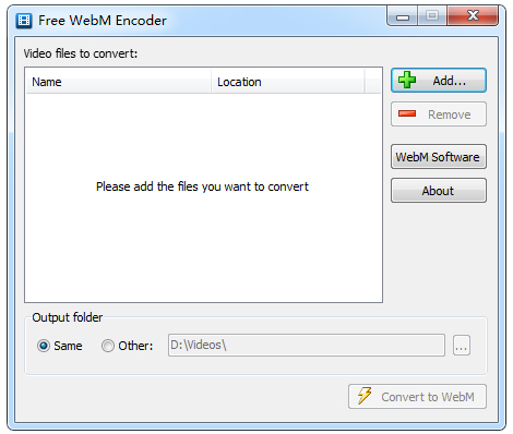 Free WebM Encoder(webmʽת) V1.0 ɫ