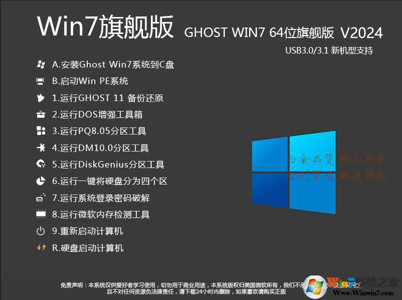 GHOST WIN7 64λϵͳȶǿ(USB3.0,NVMe,ȼ)v2024
